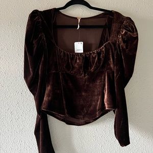 Brown Free People Velvet Corset
